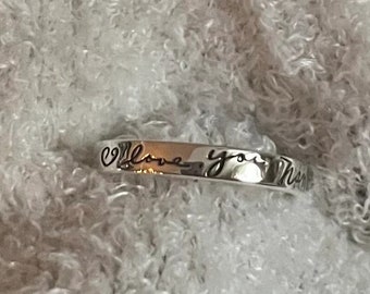 14K Gold Memorial Handwriting Ring • Actual Handwriting Wedding Bands • Custom Stacking Name Rings • Engraved Personalized Handwriting Gifts