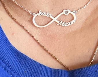 Personalized Infinity Necklace: Sterling Silver, Gold & Rose Gold