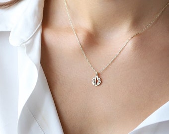 Dainty Monogram Necklace: Personalized Sterling Silver, Gold, Minimalist Jewelry
