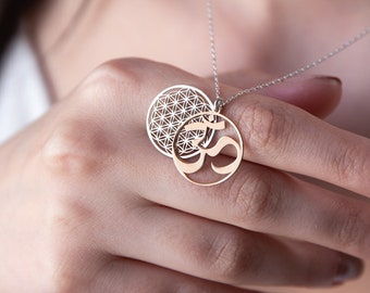 Flower Of Life Necklace • Om Necklace • Lotus Necklace • Flower of Life Pendant • Dainty Yoga Necklace • Lotus Necklace Sterling Silver