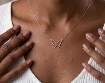Personalized Butterfly Necklace:  Silver, Rose, or Gold with Birthstone