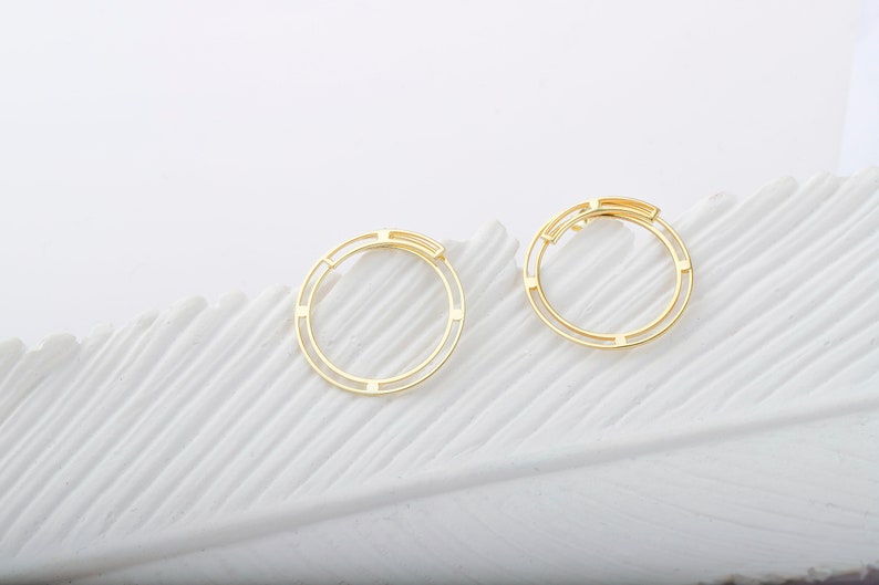 14K Gold Ear Jacket Round Earrings, Birthday Gifts, Circle Earrings, Dainty Ear Jacket Geometric Jewelry, Perfects Gift for Her image 6