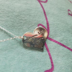 Engraved Heart Necklace Silver, Custom Heart Necklace, Handwriting Necklace Heart, Heart Necklace Personalized