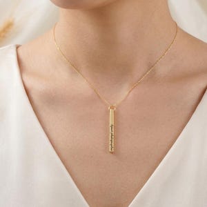 Personalized 4-Sided Bar Necklace: Sterling Silver Gold Rose Gold