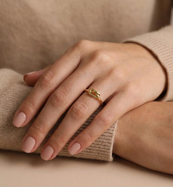 Gold Love Knot Ring: Dainty Sterling Silver Friendship Jewelry