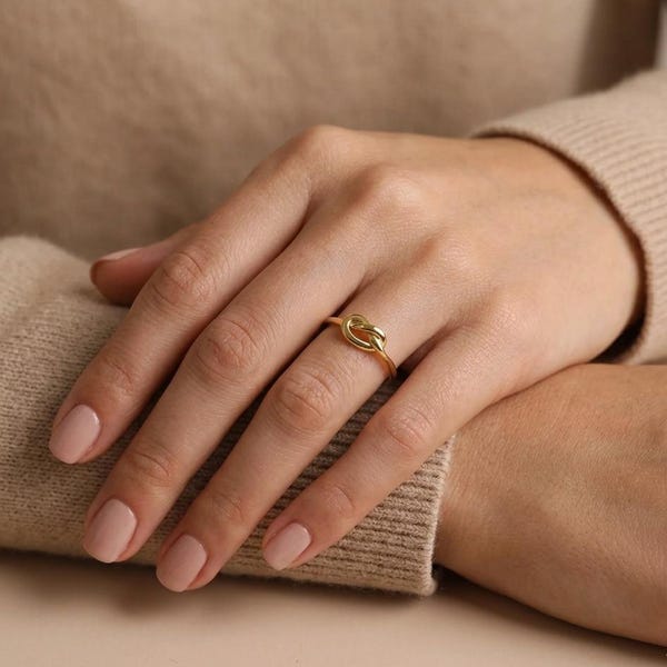 Gold Love Knot Ring: Dainty Sterling Silver Friendship Jewelry