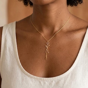 Custom Birth Flower Name Necklace: Sterling Silver, Gold Filled, Rose Gold