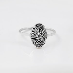 Personalized Actual Fingerprint Ring • Custom Silver Jewelry • Finger Print Ring Gold • Memorial Gifts