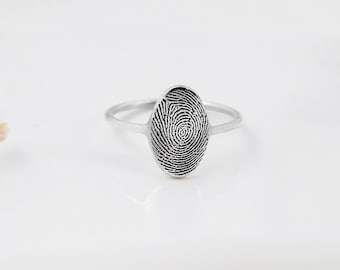 Anillo de huella dactilar personalizado • Joyas de plata
