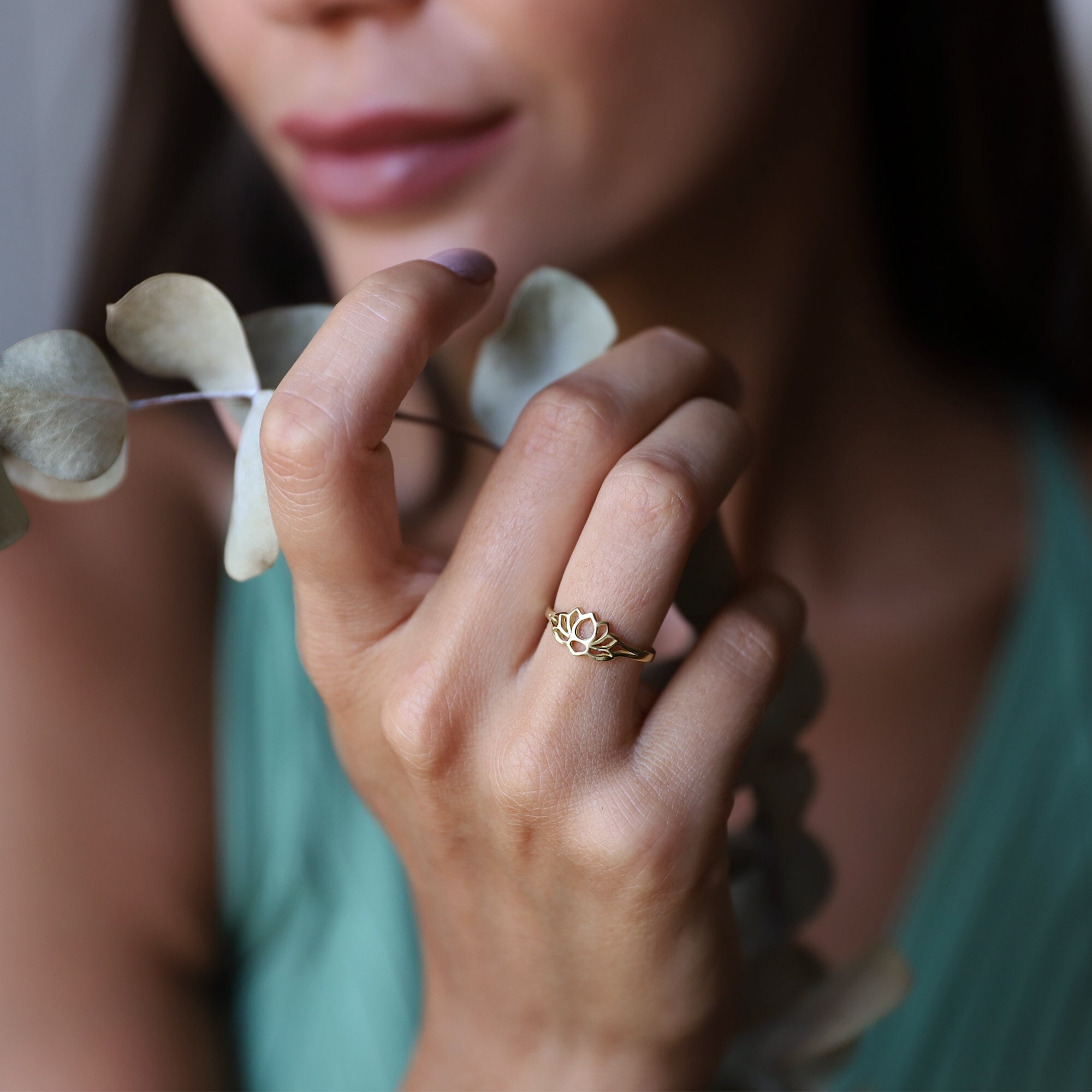 Sieraden Ringen Statementringen Schattige Lotus Flower Engagement Gold Ring • Spirituele Ring Sterling Zilver • Geschenken voor haar 