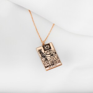 Handmade Tarot Card Tag Necklace in 0.925 Sterling Silver Tarot Charm Necklace in Gold Spiritual Jewelry Birthday Gifts, Unique Gift image 4