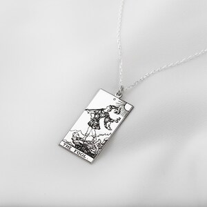 Handmade Tarot Card Tag Necklace in 0.925 Sterling Silver Tarot Charm Necklace in Gold Spiritual Jewelry Birthday Gifts, Unique Gift image 6