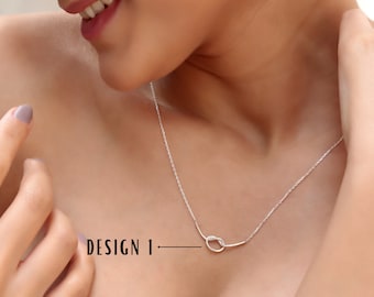 Dainty Love Knot Choker: 925 Sterling Silver, Rose Gold Necklace