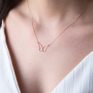 Personalized Butterfly Necklace Initial Handmade Butterfly Jewelry with Birthstone Silver, Gold, Rose Gold image 5