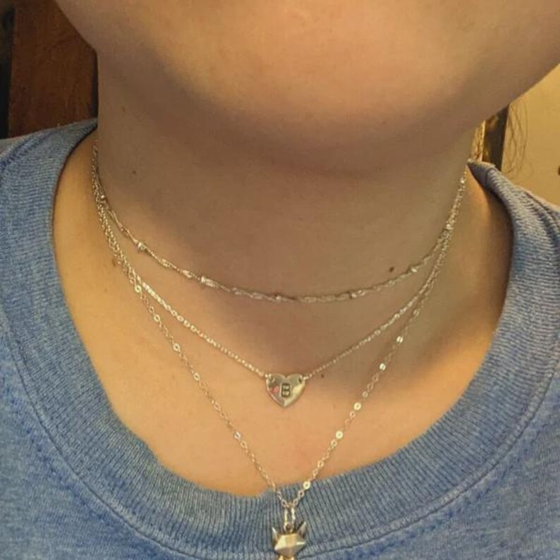 Heart Necklace Gold Choker, Personalized Initial Jewelry | Minimal Letter Necklace Silver