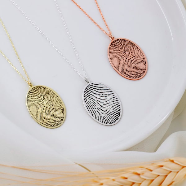 Your Actual Fingerprint Necklace, Handwriting Jewelry in Sterling Silver by NecklaceDreamWorld, Sympathy Gifts