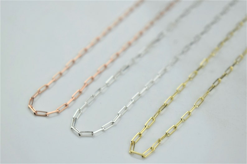 Dainty Layering Link Chain Necklaces Layered Small Paper Clip Necklace Sterling Silver, Gold and Rose Gold Jewelry by NecklaceDreamWorld image 7