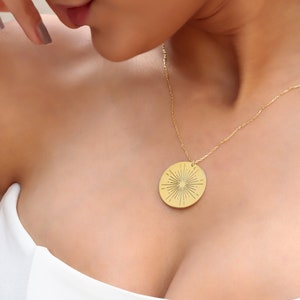 Sunshine Necklace Sunbeam Necklace Large Sun Necklace The Sun Tarot Jewelry Minimalist Starburst Inspirational Daughter, Mom Gift image 7