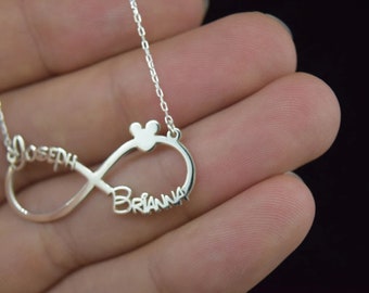 Personalized Infinity Name Necklace, Sterling Silver, 14K Gold Plated, Custom Jewelry