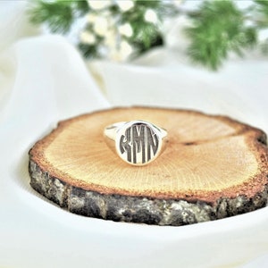 Signet Ring for Men and Women, Gold, Silver and Rose Gold Monogram Jewelry Perfect Gifts for Her and Him image 6