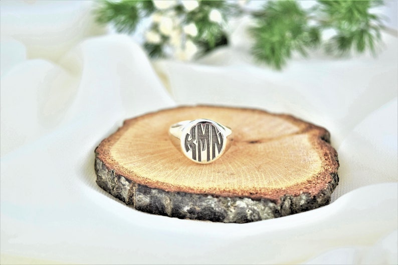 Signet Ring for Men and Women, Gold, Silver and Rose Gold Monogram Jewelry Perfect Gifts for Her and Him image 6