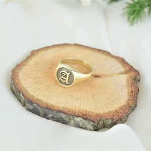 Signet Ring Initial Engraved Signet Ring Sterling Silver, Gold and Rose Gold Personalized Initial Ring Gold Signet Ring image 8