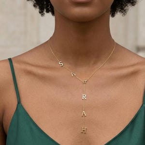 Collana a lariat personalizzata in argento sterling: ciondolo con iniziale Y delicata