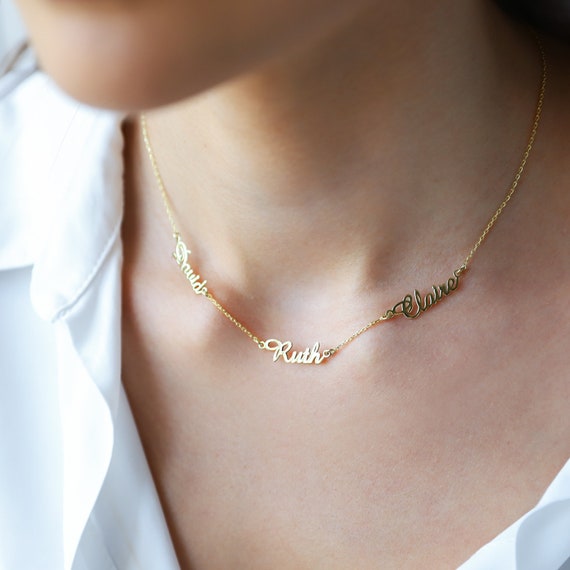 Handmade Sterling Silver Multiple Name Necklace: Personalized Family Keepsake