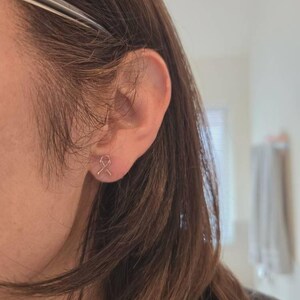 Tiny Ribbon Stud Earrings for Breast Cancer Awareness in Sterling Silver, 14K Gold, and Rose Gold • Gift for Cancer Survivor Powerful Women