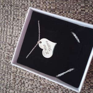Engraved Heart Necklace Silver, Custom Heart Necklace, Handwriting Necklace Heart, Heart Necklace Personalized