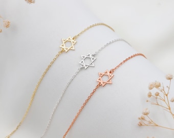 14K Gold Star of David Bracelet • Magen Star Jewish Bracelet by NecklaceDreamWorld