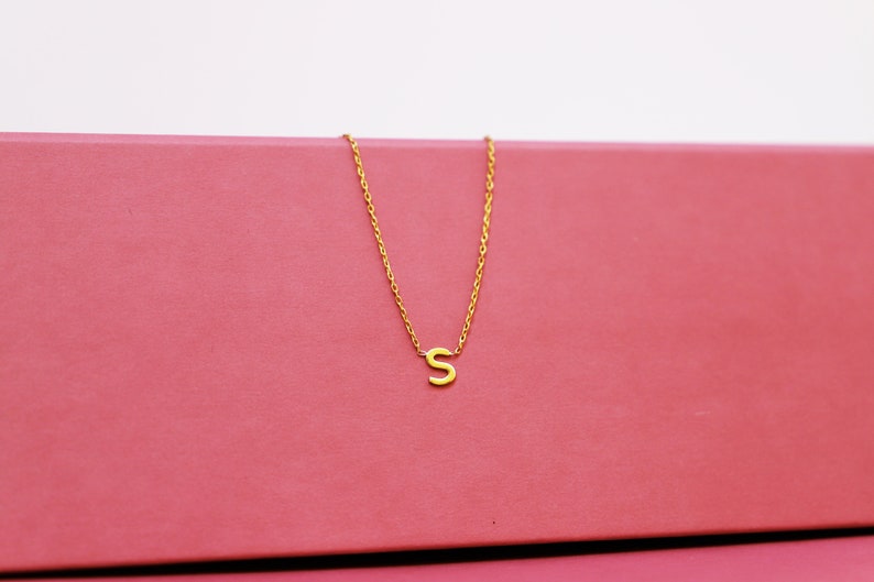 14K Solid Gold Choker Initial Necklace Personalized Custom Letter Necklace for Women Real Gold Dainty Birthday Gifts for Her image 10