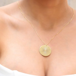 Sunshine Necklace Sunbeam Necklace Large Sun Necklace The Sun Tarot Jewelry Minimalist Starburst Inspirational Daughter, Mom Gift image 8