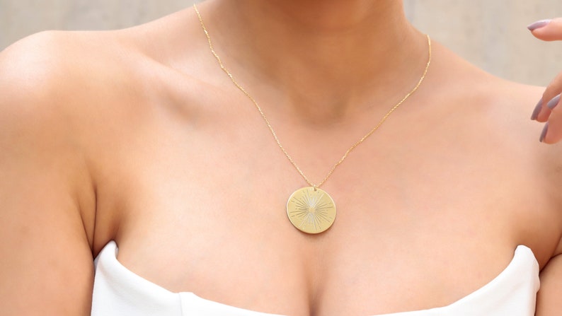 Sunshine Necklace Sunbeam Necklace Large Sun Necklace The Sun Tarot Jewelry Minimalist Starburst Inspirational Daughter, Mom Gift image 8