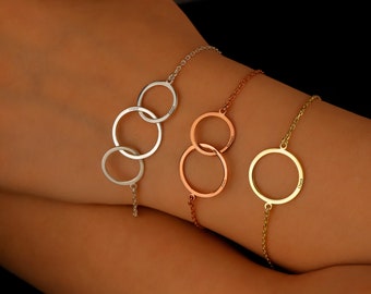 Interlocking Circles Family Bracelet, Unity Anklet Handmade • Custom Friendship Linked Jewelry