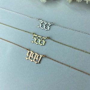 Dainty Sterling Silver Angel Number Necklace, Gold Lucky Number Necklace 111,222,333,444,555,666,777,888,999 Tiny Birthday Gifts image 7