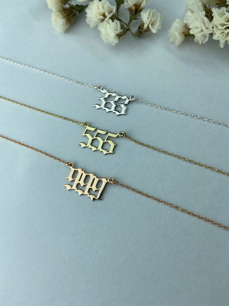 Dainty Sterling Silver Angel Number Necklace, Gold Lucky Number Necklace 111,222,333,444,555,666,777,888,999 Tiny Birthday Gifts image 7