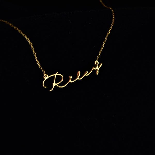 Personalisierte Namenskette Silber, Muttertagsgeschenke • 14K Gold Filled Namenskette • Schreibschrift, winzige, zierliche Namenskette