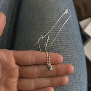 Sterling Silver Tiny Ghost Necklace: Halloween Spooky Boo Emoji