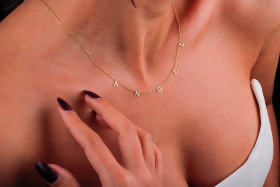 Personalized 14K Gold Filled Initial Necklace: Dainty Spaced Letter Design
