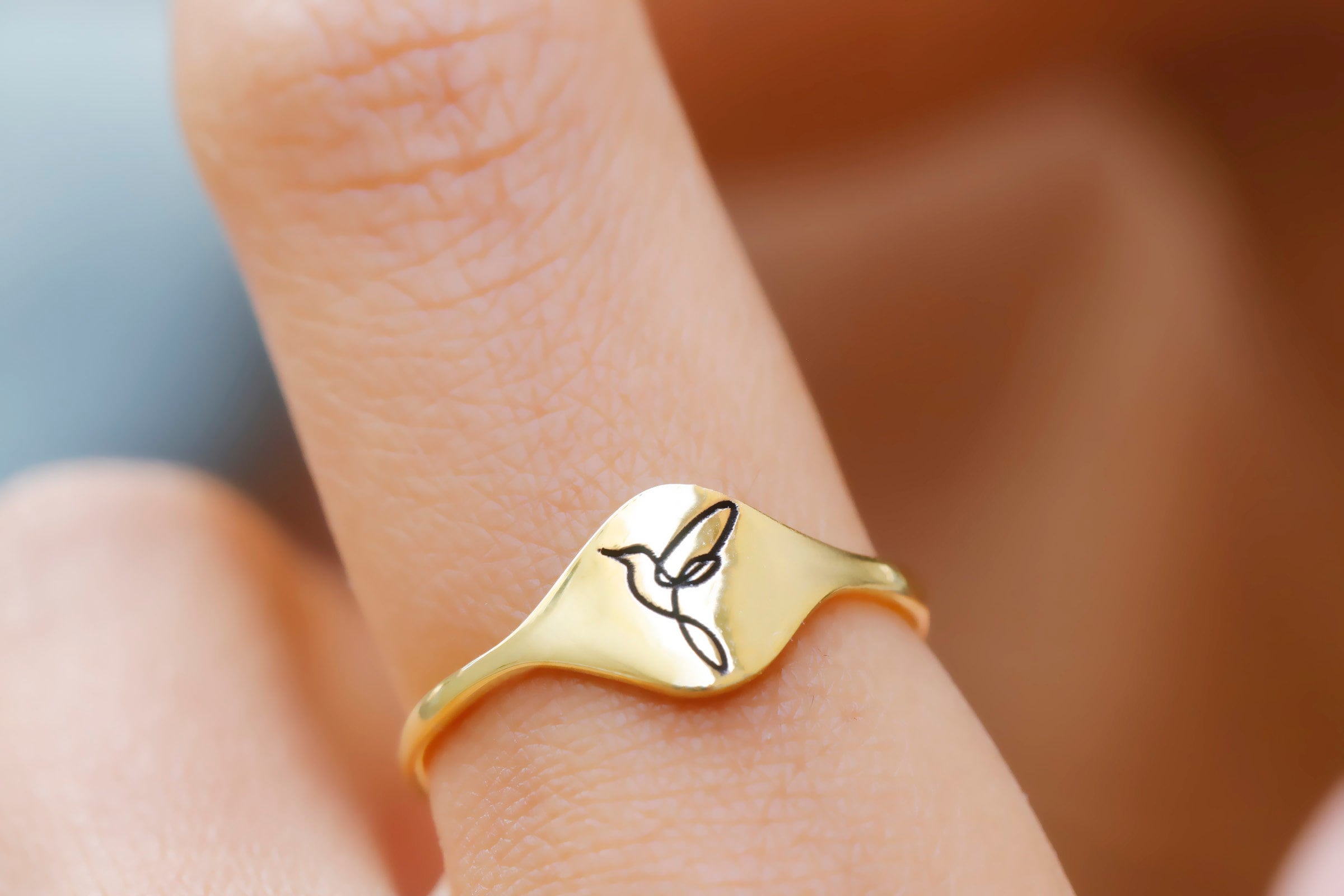 Animal Silhouette Signet Ring, Engraved Pet Ring, Meaningful Pet Owner Ring, Animal Jewelry, Animal Lover Gifts