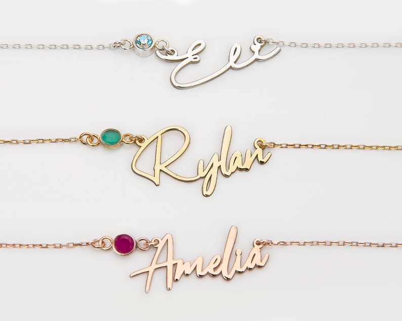 Custom Name Choker with Birthstone Everyday Name Necklace Name Necklace with Birthstone Personalized Name Necklace Custom Name Necklace