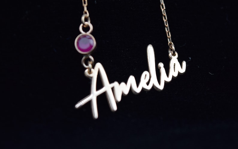 Custom Name Choker with Birthstone Everyday Name Necklace Name Necklace with Birthstone Personalized Name Necklace Custom Name Necklace