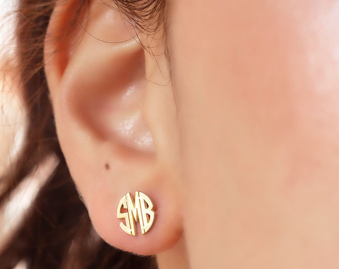Featured listing image: Dainty Sterling Silver Monogram Earrings: Personalized Initial Jewelry