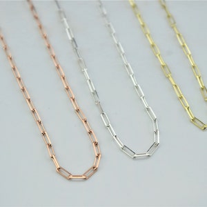 Dainty Layering Link Chain Necklaces Layered Small Paper Clip Necklace Sterling Silver, Gold and Rose Gold Jewelry by NecklaceDreamWorld image 2
