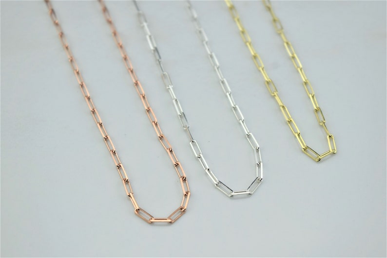 Dainty Layering Link Chain Necklaces Layered Small Paper Clip Necklace Sterling Silver, Gold and Rose Gold Jewelry by NecklaceDreamWorld image 2