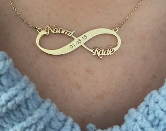 Unendlich Halskette für Frauen, personalisierter Schmuck • Infinity Halsketten mit Geburtssteinen • personalisierter Schmuck