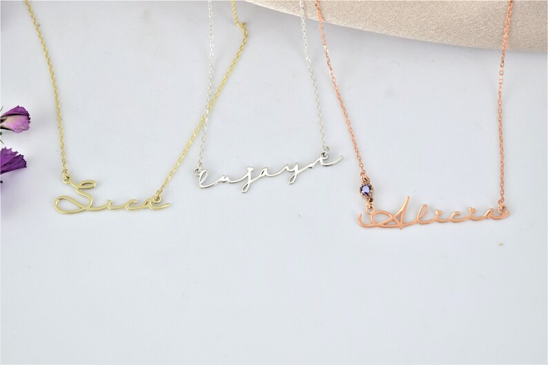 Name Necklace With Birthstone Gold Personalized Name - Etsy