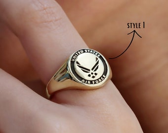 Handmade Sterling Silver Army Air Force Logo Ring - Military Gift