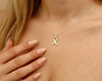 Sterling Silver Breast Cancer Ribbon Necklace: Awareness Jewelry